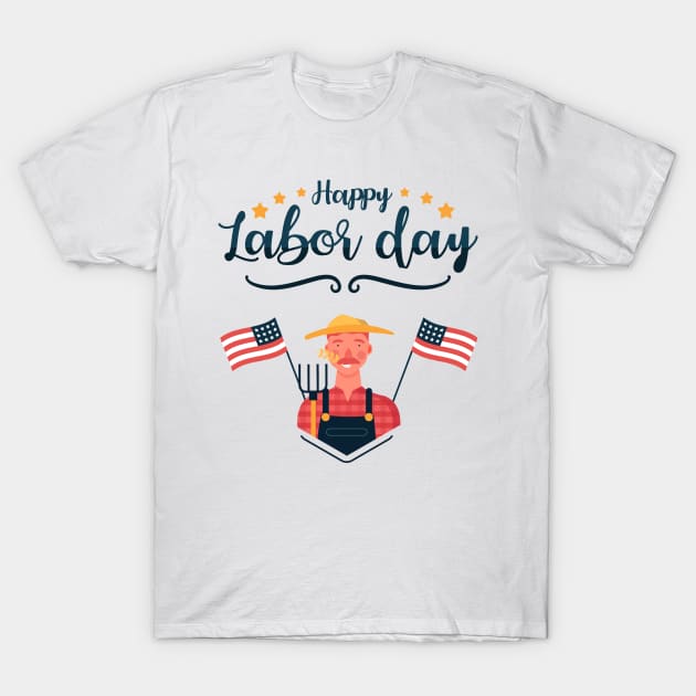 Happy Labor Day, American Flag Labor Day,Military,Patriotic, American Flag Gift, Graphic Tee, Merica, Labor Day T-Shirt by NooHringShop